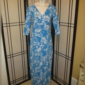Lilly Pulitzer Blue and White Patterned Maxi Dress